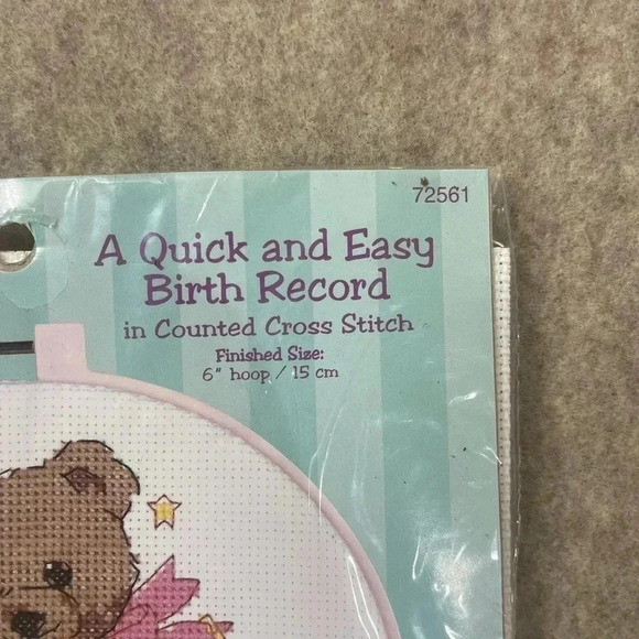 Vintage Dimensions Baby Hugs #72561 Birth Record Counted Cross Stitch Kit Sealed - Picture 5 of 6